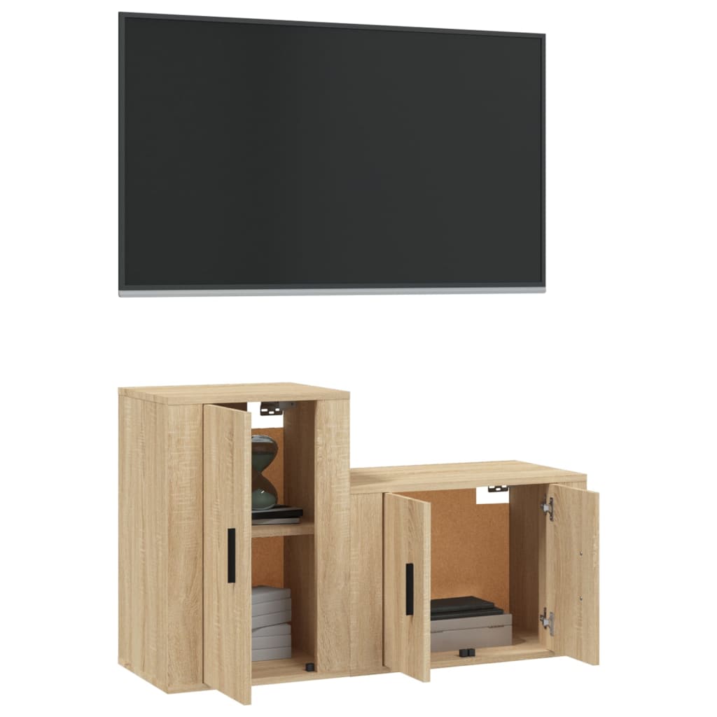 Ensemble de meubles TV 2 pièces en bois de chêne Sonoma