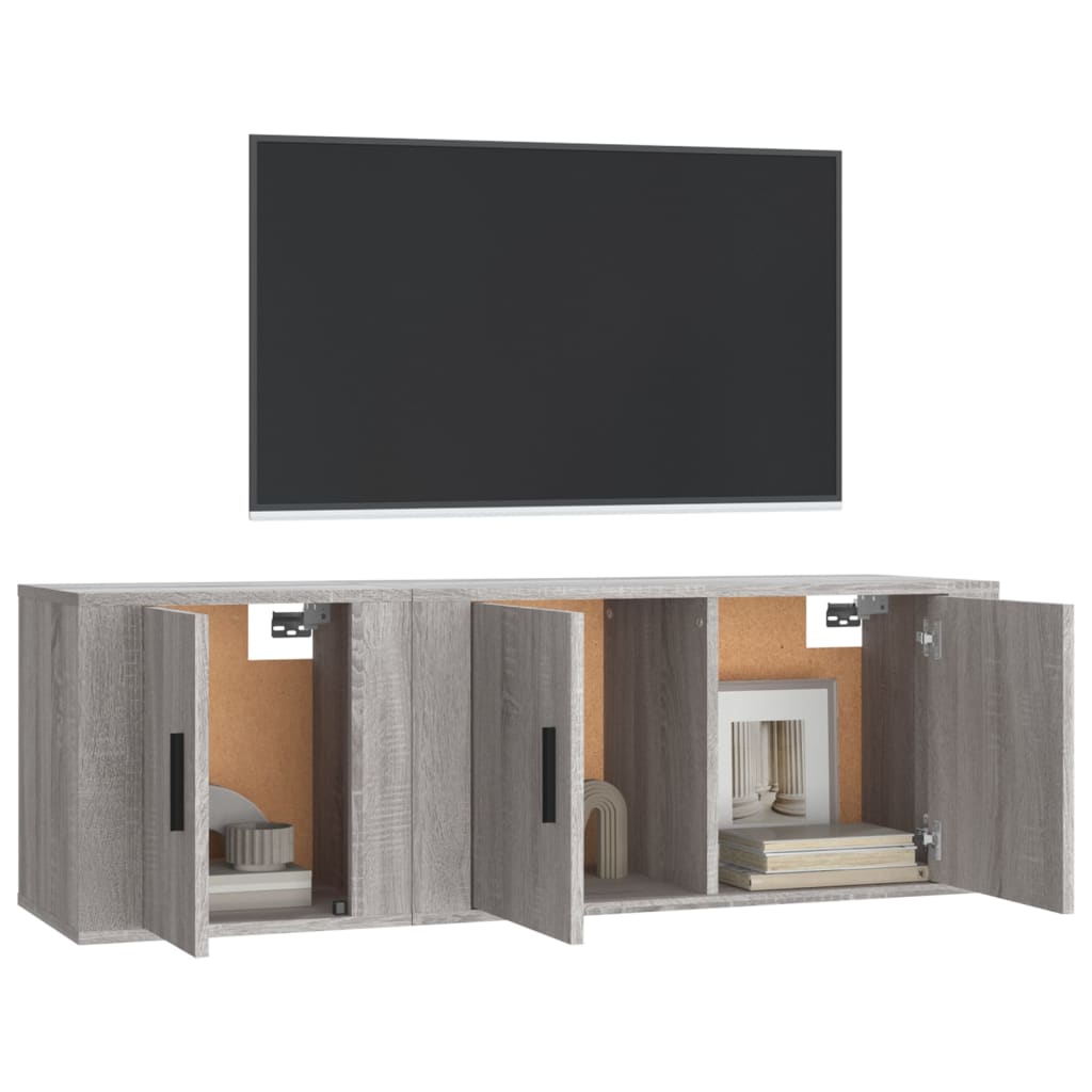 2-tlg. TV-Schrank-Set Grau Sonoma Holzwerkstoff