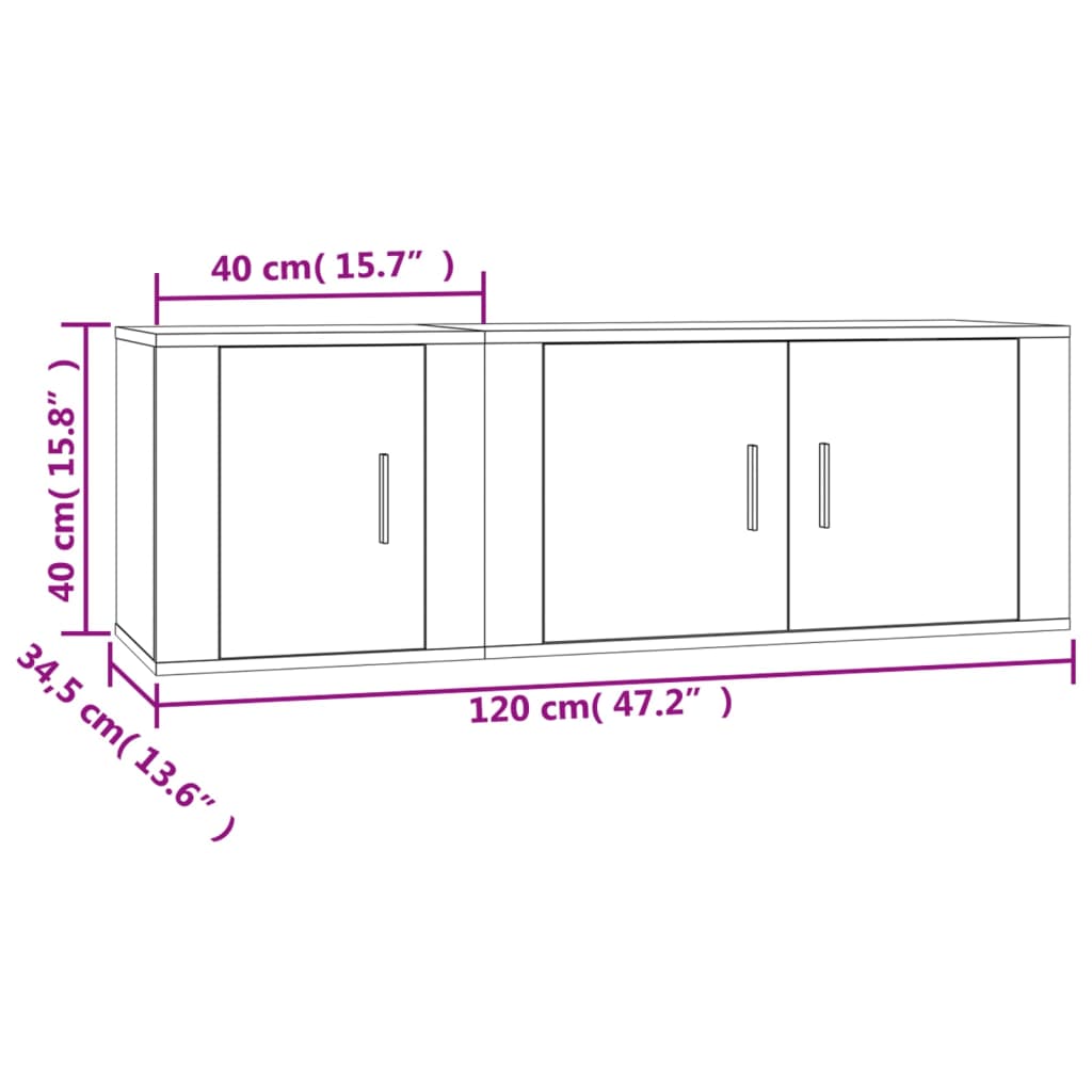 2-tlg. TV-Schrank-Set Grau Sonoma Holzwerkstoff
