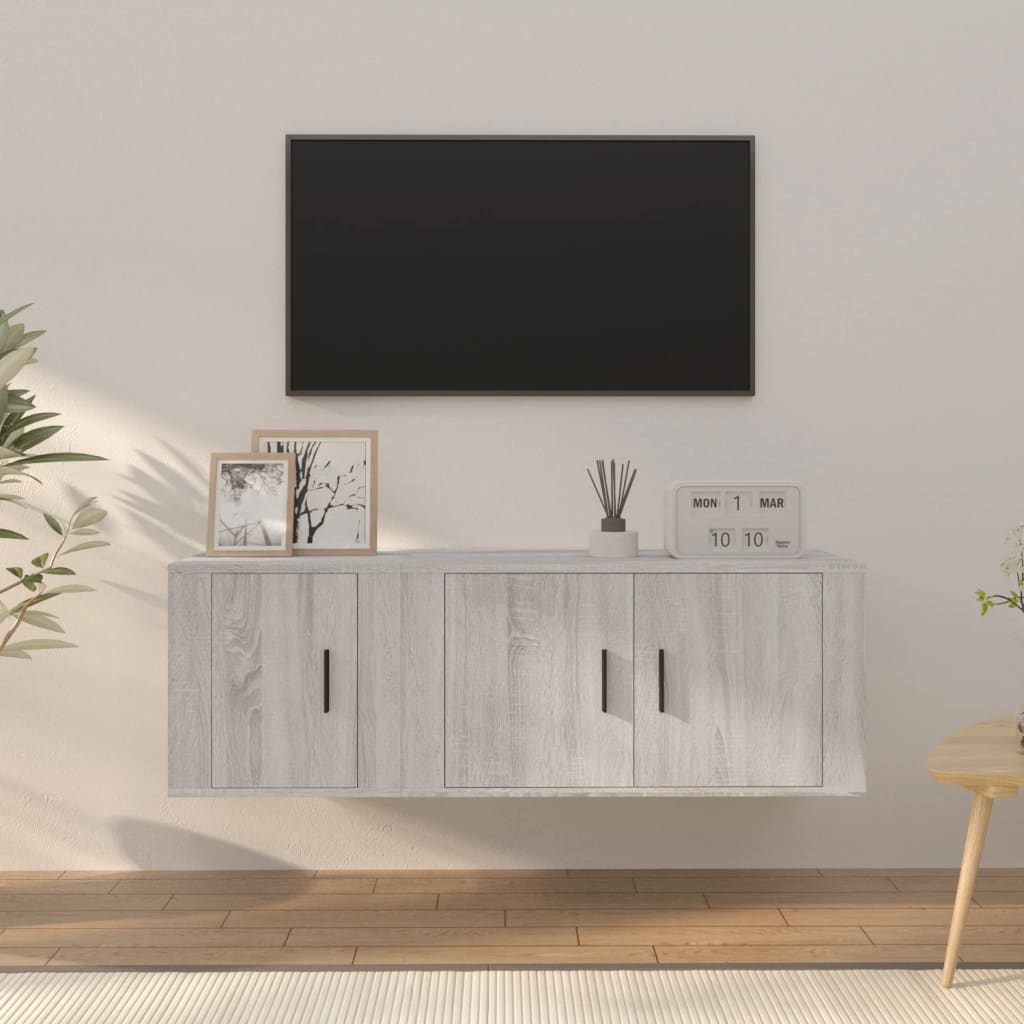 2-tlg. TV-Schrank-Set Grau Sonoma Holzwerkstoff