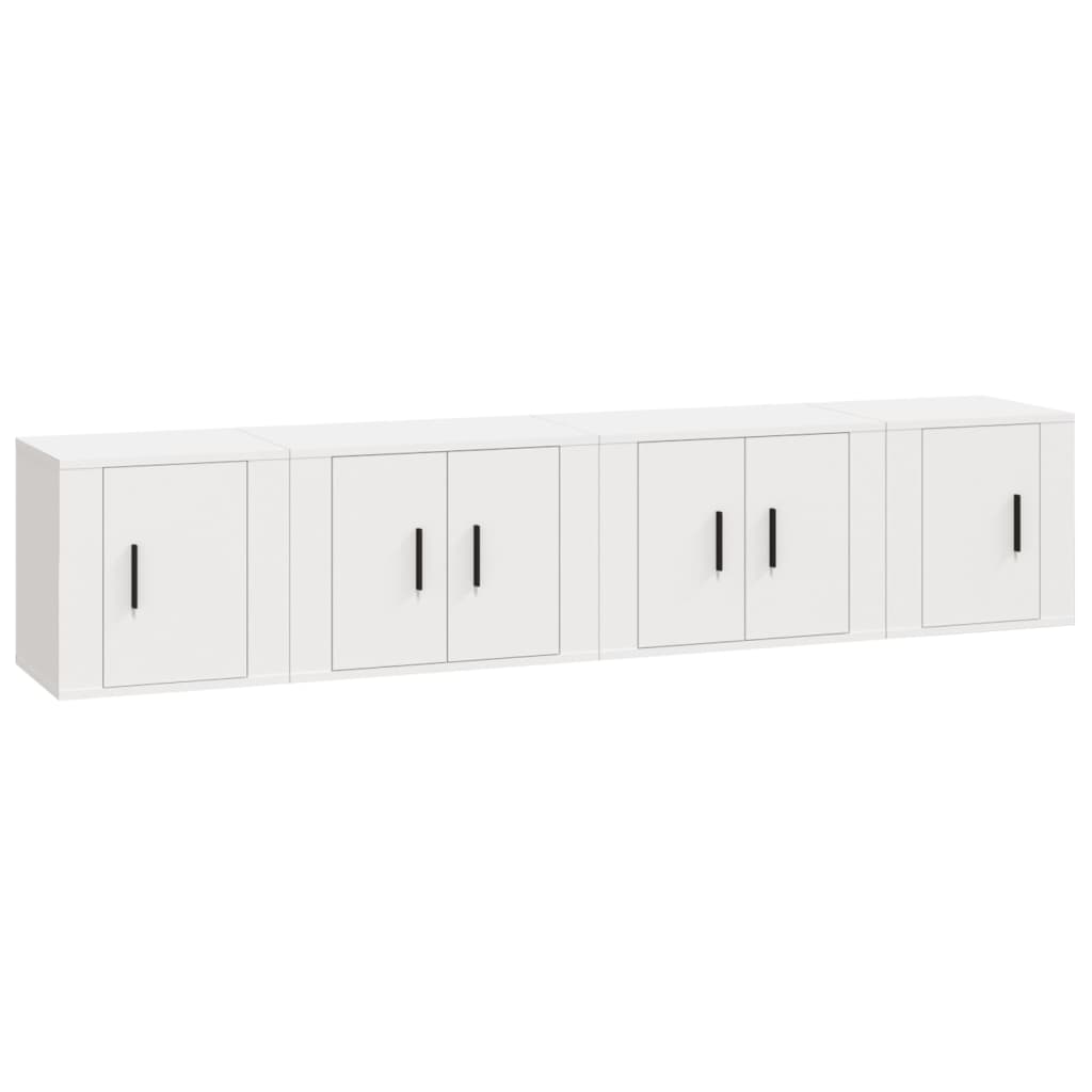 Ensemble de meubles TV 4 pièces en bois blanc
