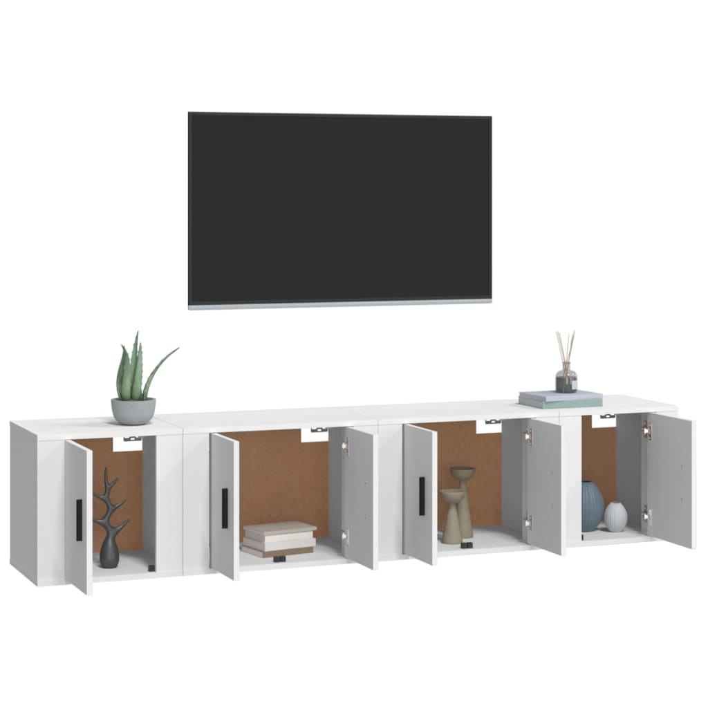Ensemble de meubles TV 4 pièces en bois blanc