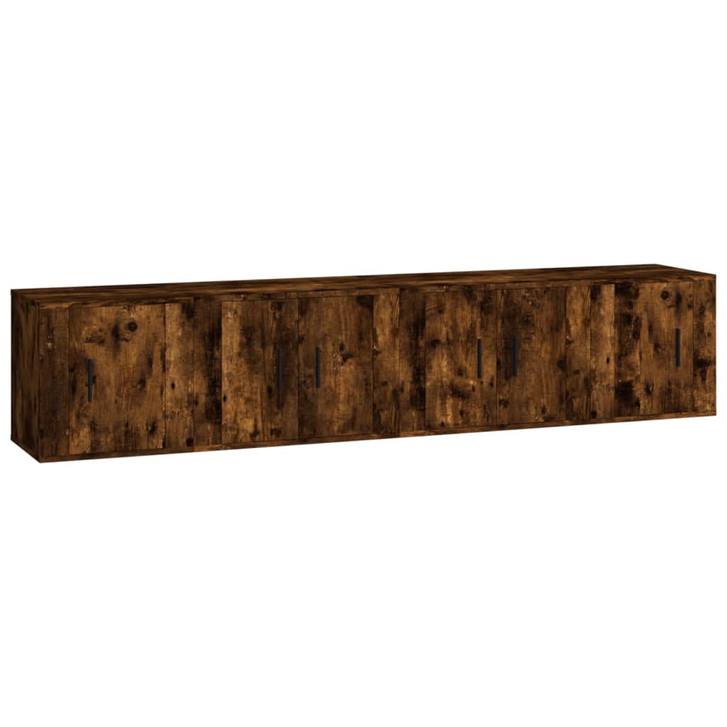 Ensemble de meubles TV 4 pièces en bois de chêne fumé