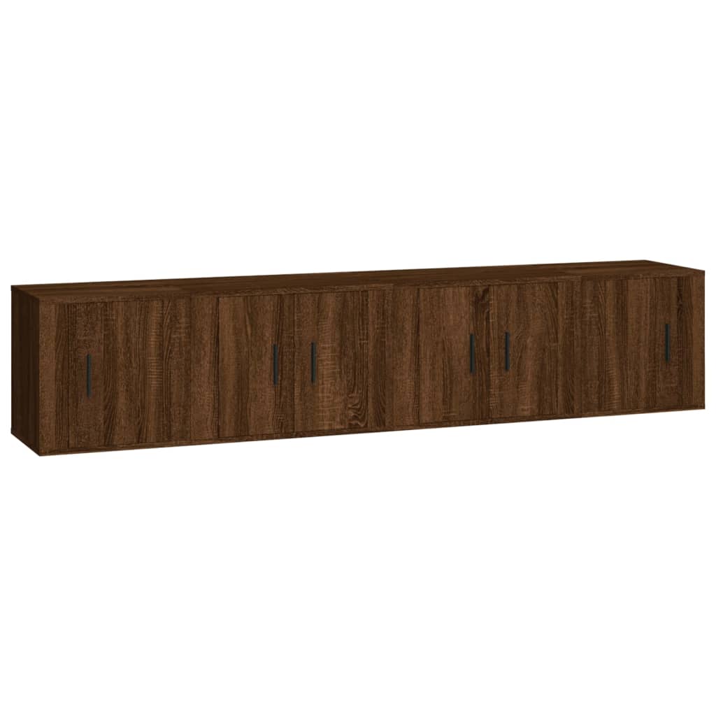 Ensemble de meubles TV 4 pièces en bois aspect chêne brun