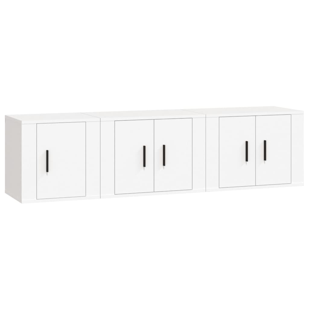 Ensemble de meubles TV 3 pièces en bois blanc
