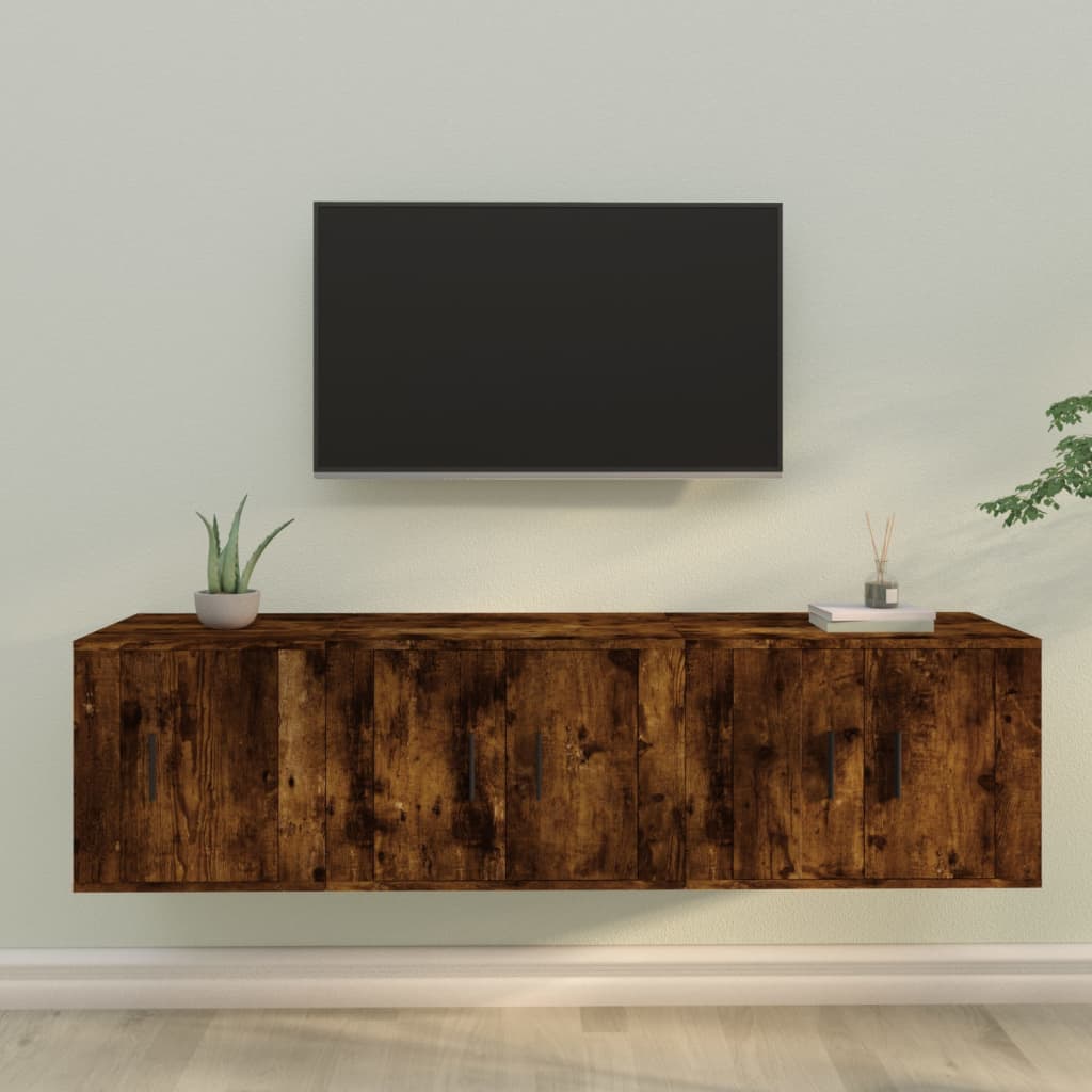 3-tlg. TV-Schrank-Set Räuchereiche Holzwerkstoff