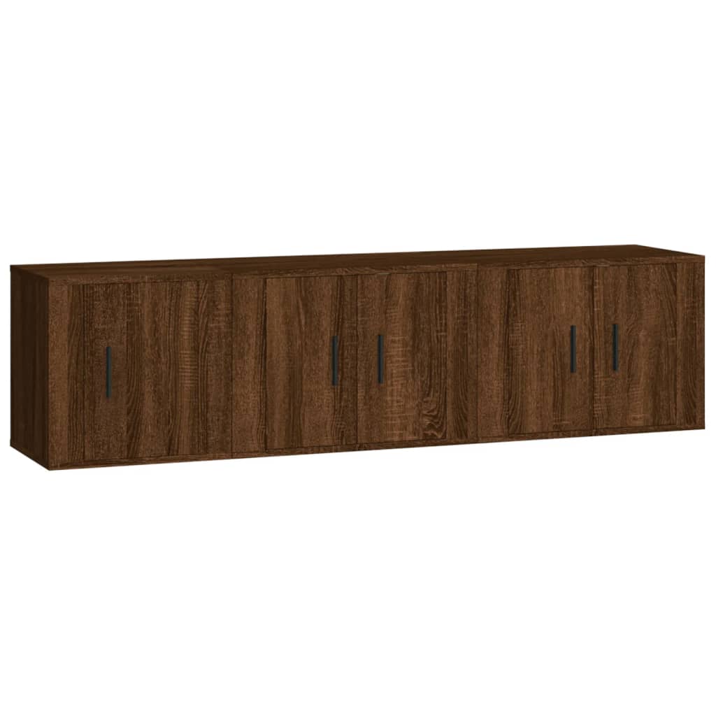 Ensemble de meubles TV 3 pièces en bois aspect chêne brun