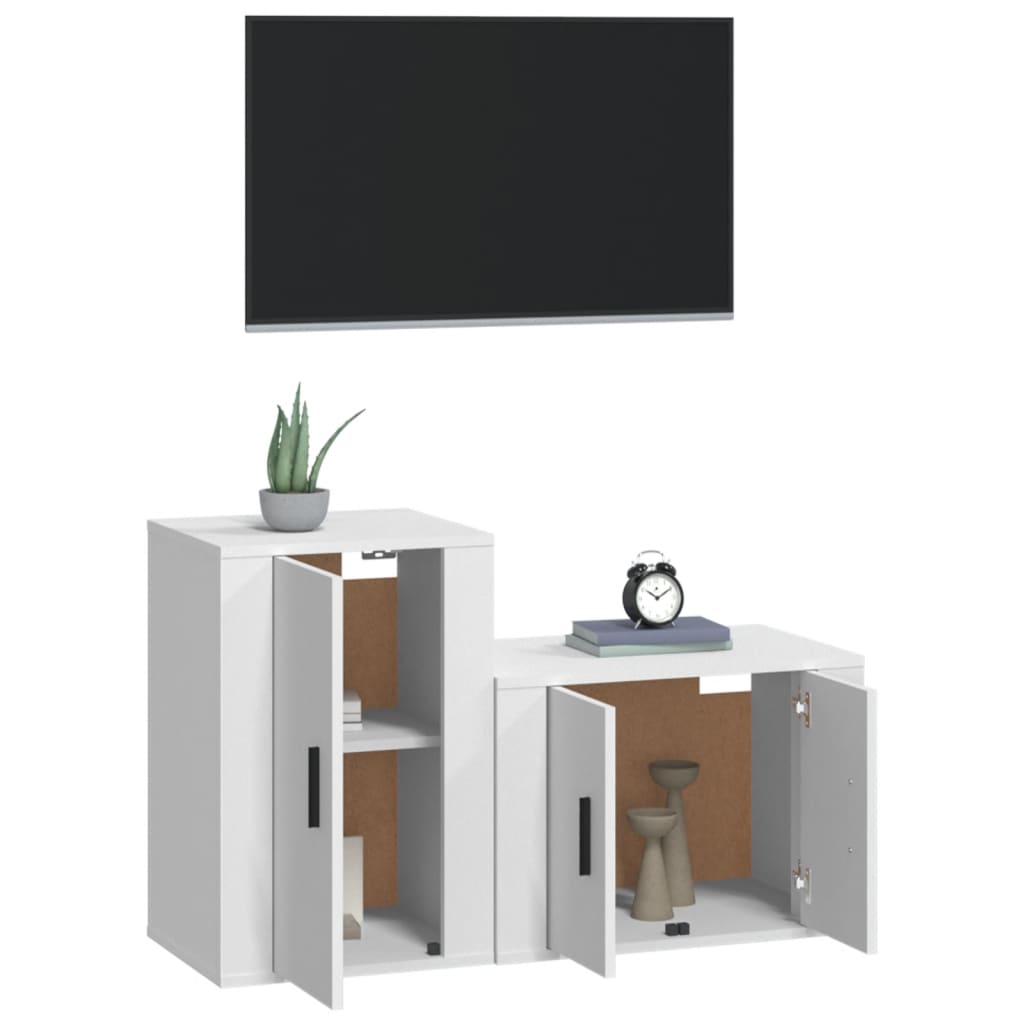 Ensemble de meubles TV 2 pièces en bois blanc