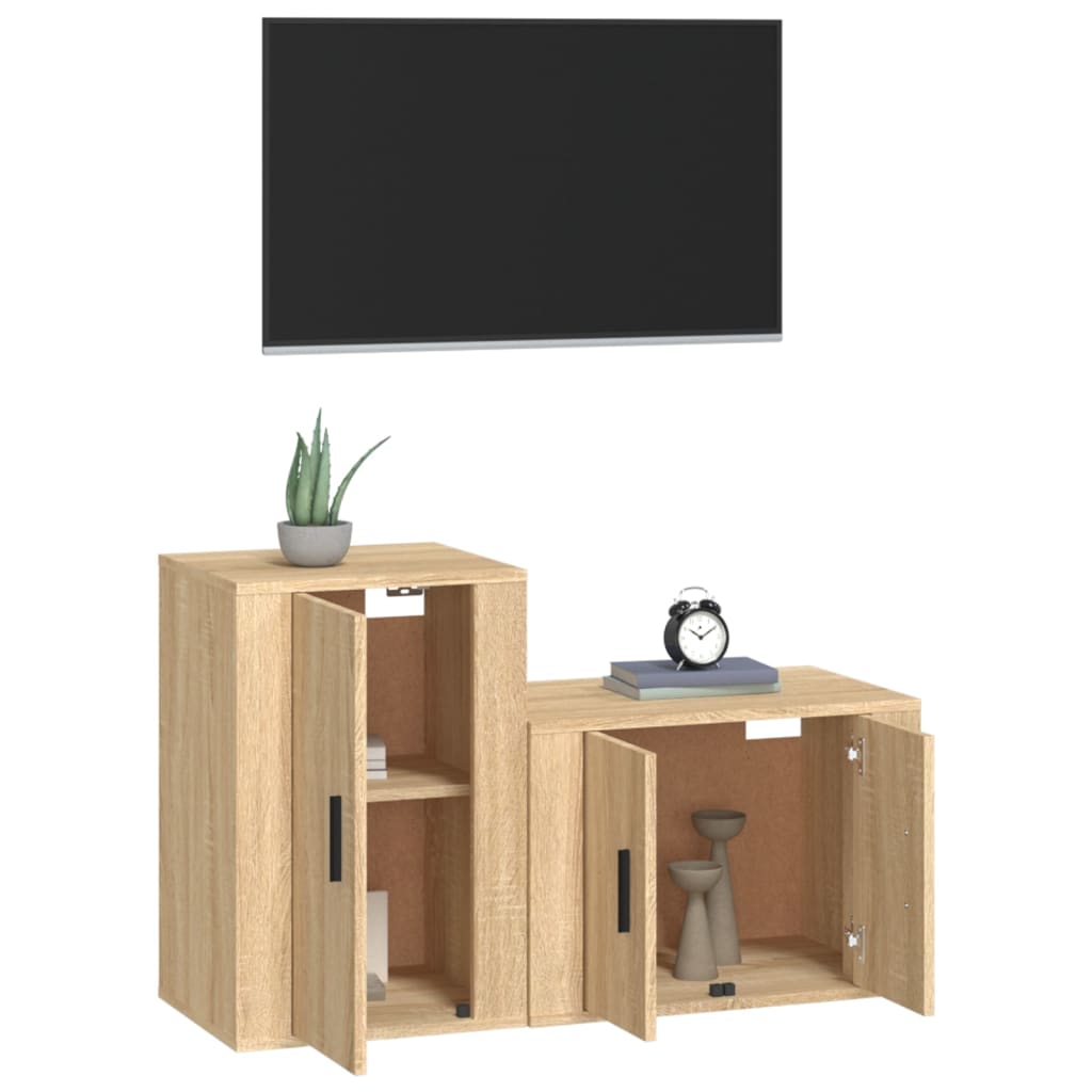 Ensemble de meubles TV 2 pièces en bois de chêne Sonoma