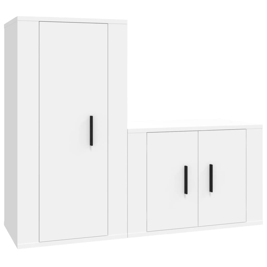 Ensemble de meubles TV 2 pièces en bois blanc