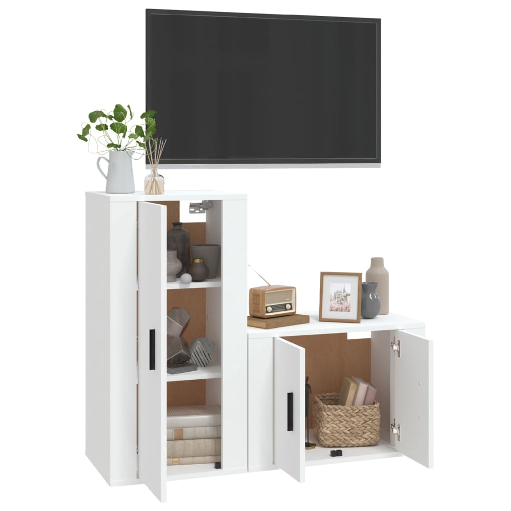 Ensemble de meubles TV 2 pièces en bois blanc