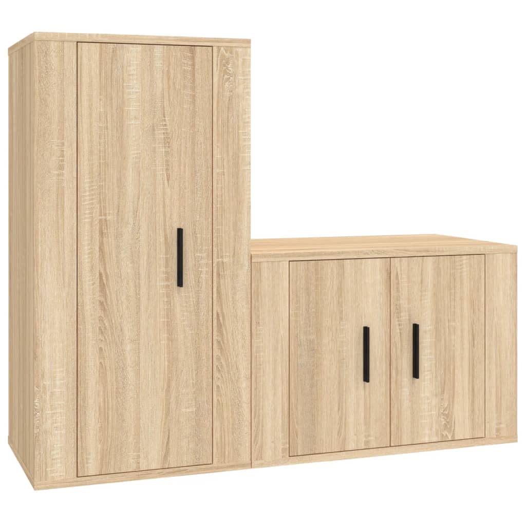 Ensemble de meubles TV 2 pièces en bois de chêne Sonoma