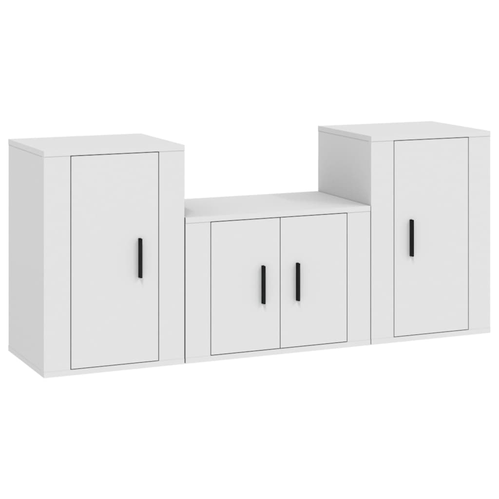 Ensemble de meubles TV 3 pièces en bois blanc