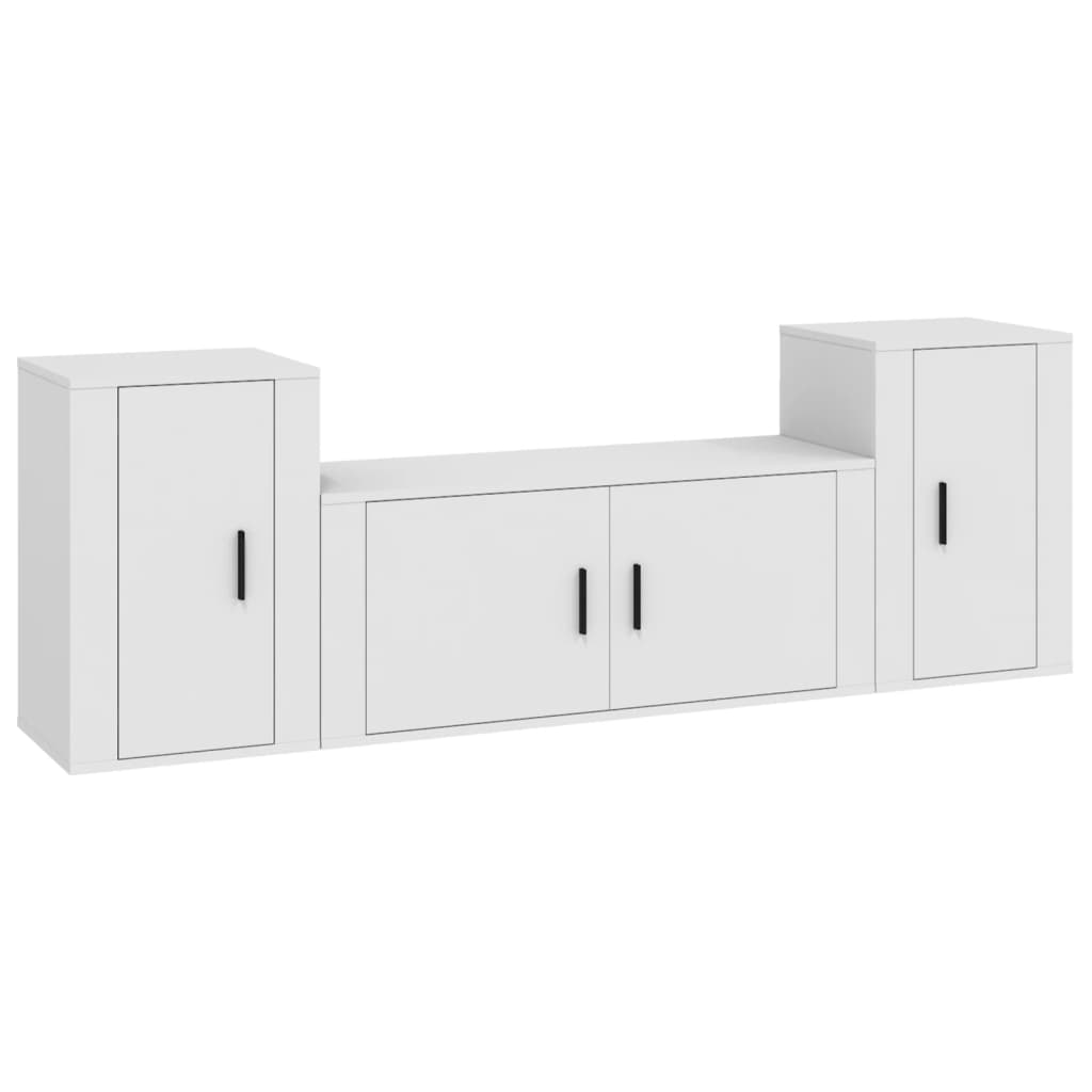 Ensemble de meubles TV 3 pièces en bois blanc