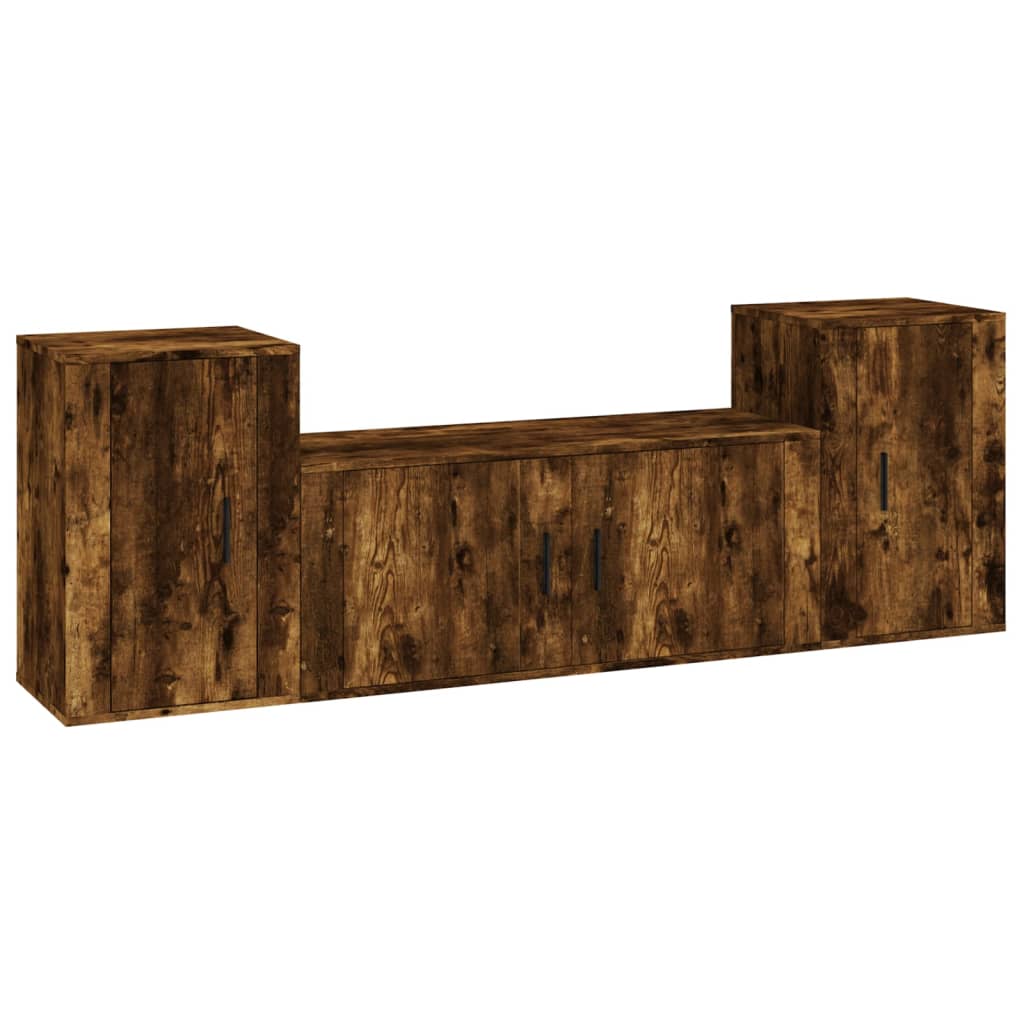 3-tlg. TV-Schrank-Set Räuchereiche Holzwerkstoff