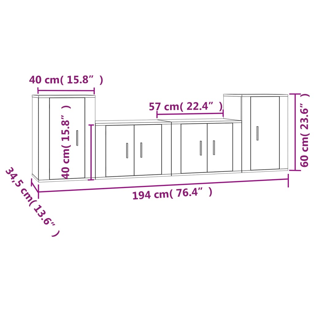Ensemble de meubles TV 4 pièces en bois blanc