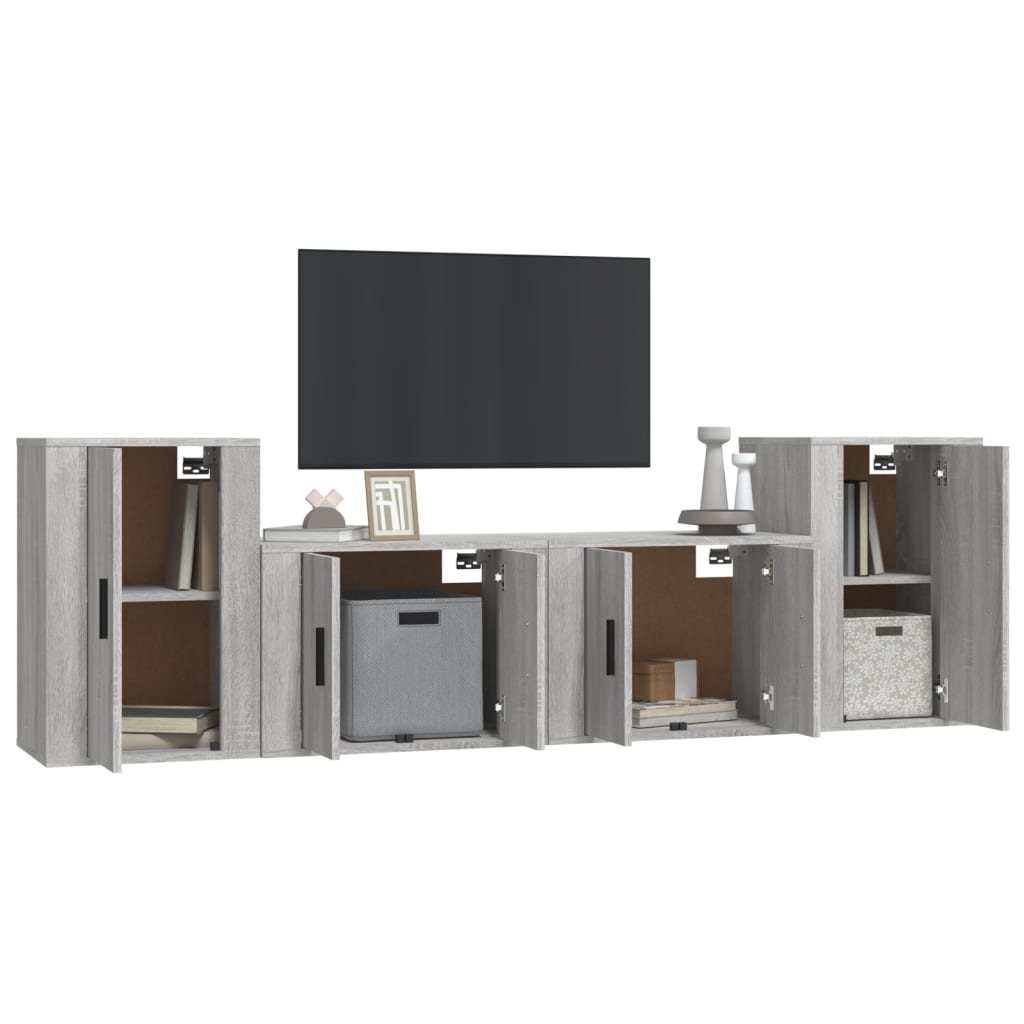 Ensemble de meubles TV 4 pièces, en bois de Sonoma gris