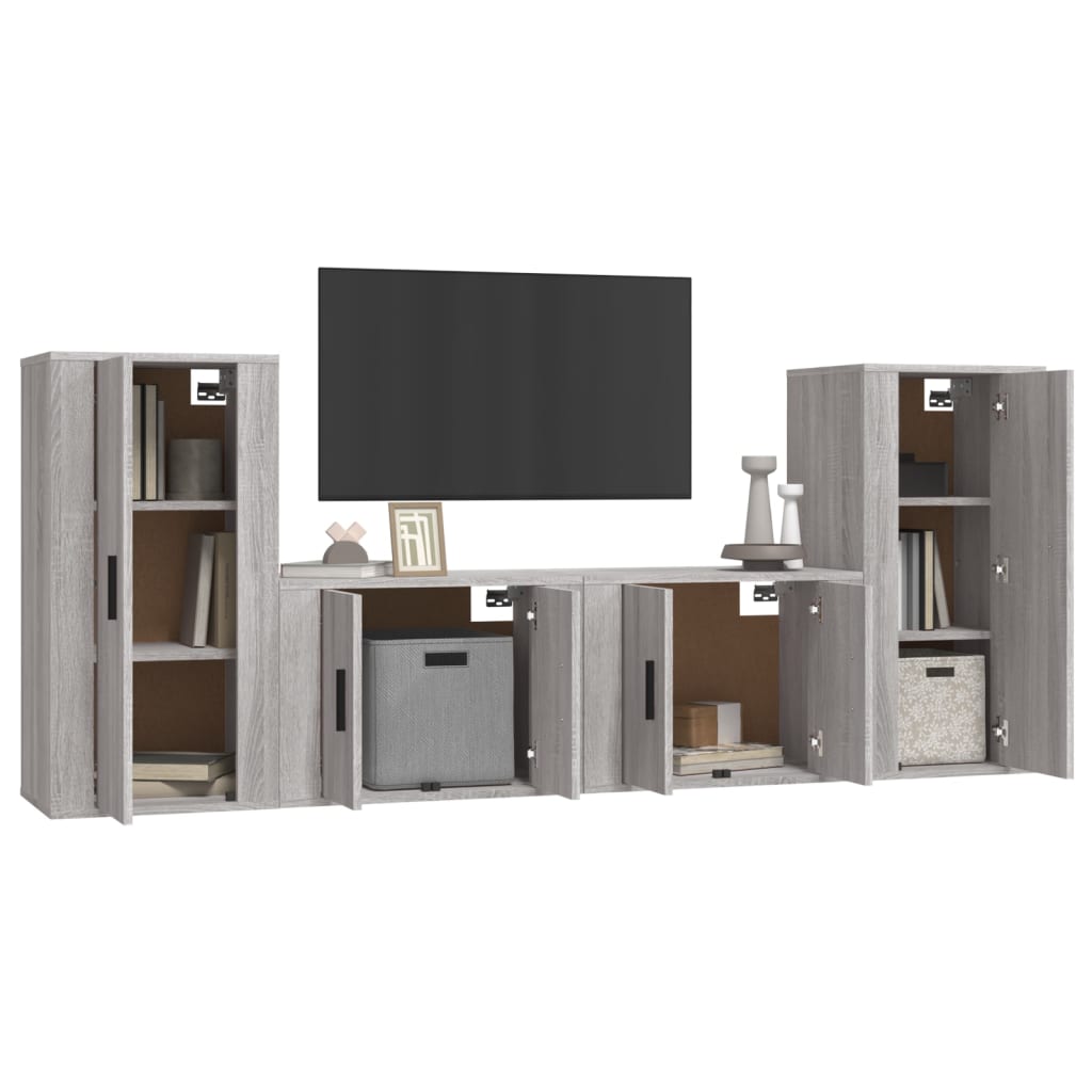 Ensemble de meubles TV 4 pièces, en bois de Sonoma gris