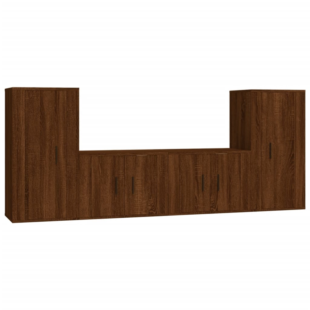 Ensemble de meubles TV 4 pièces en bois aspect chêne brun