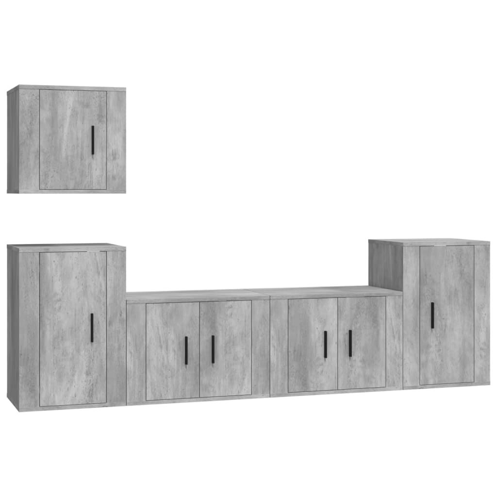 Ensemble de meubles TV 5 pièces en béton gris à base de bois