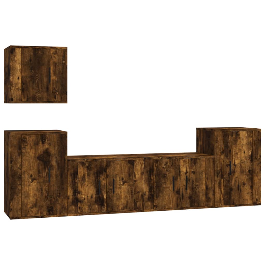 5-tlg. TV-Schrank-Set Räuchereiche Holzwerkstoff