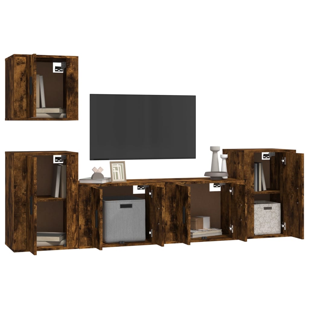 5-tlg. TV-Schrank-Set Räuchereiche Holzwerkstoff