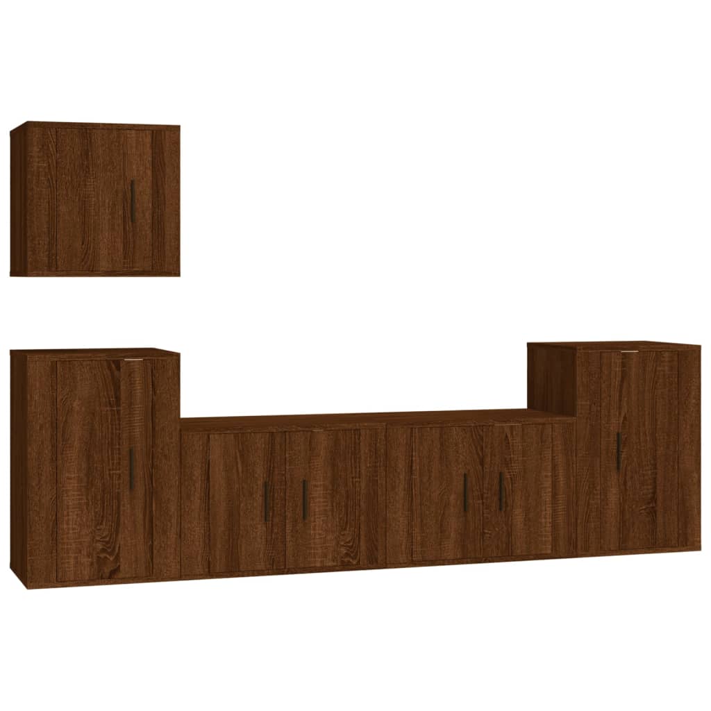 Ensemble de meubles TV 5 pièces en bois aspect chêne brun