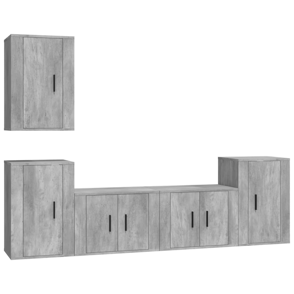 Ensemble de meubles TV 5 pièces en béton gris à base de bois
