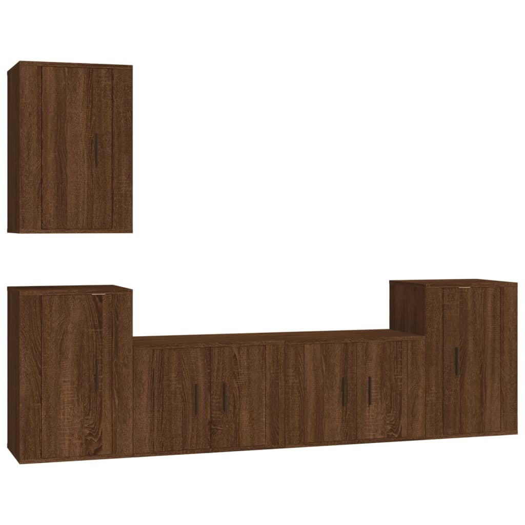 Ensemble de meubles TV 5 pièces en bois aspect chêne brun