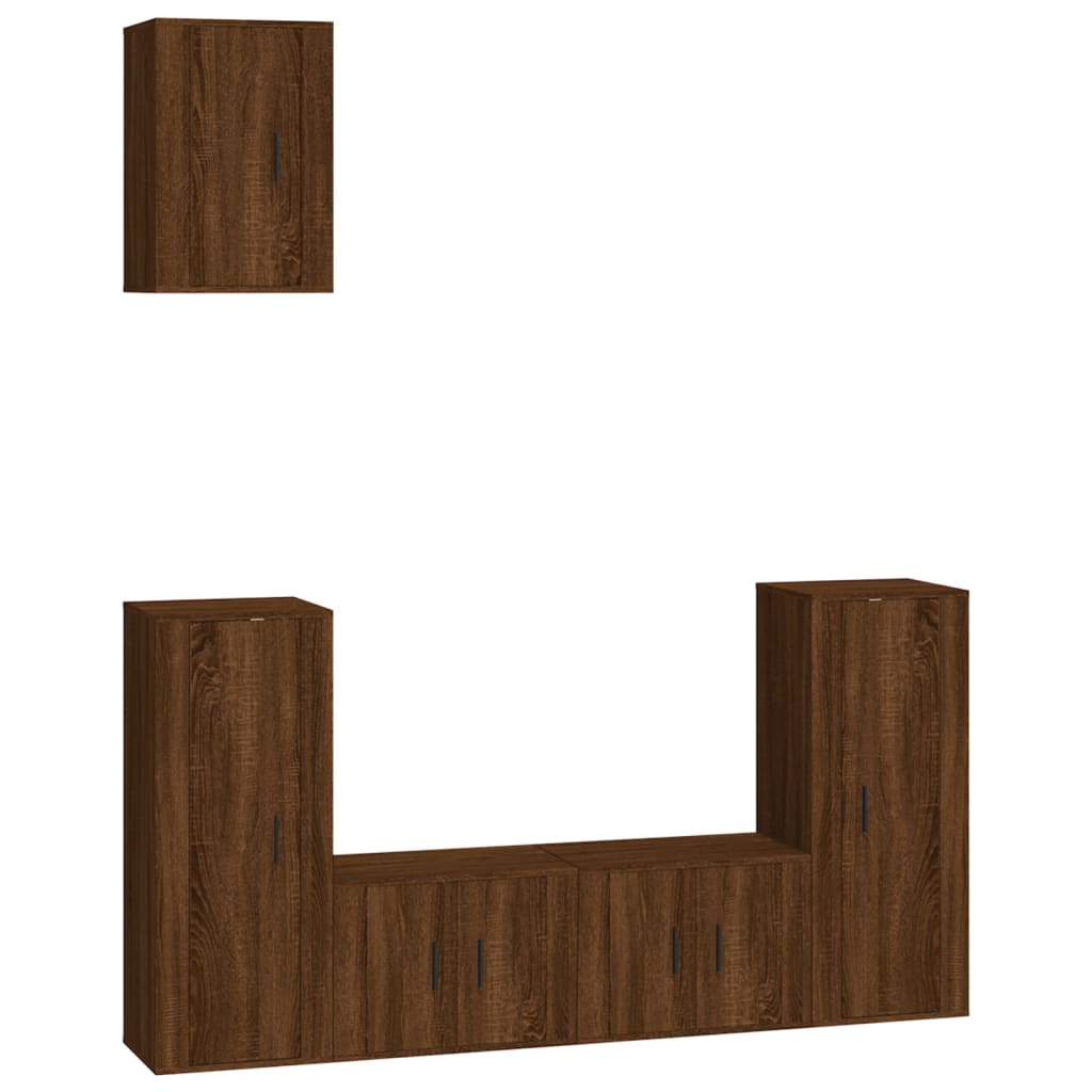 Ensemble de meubles TV 5 pièces en bois aspect chêne brun