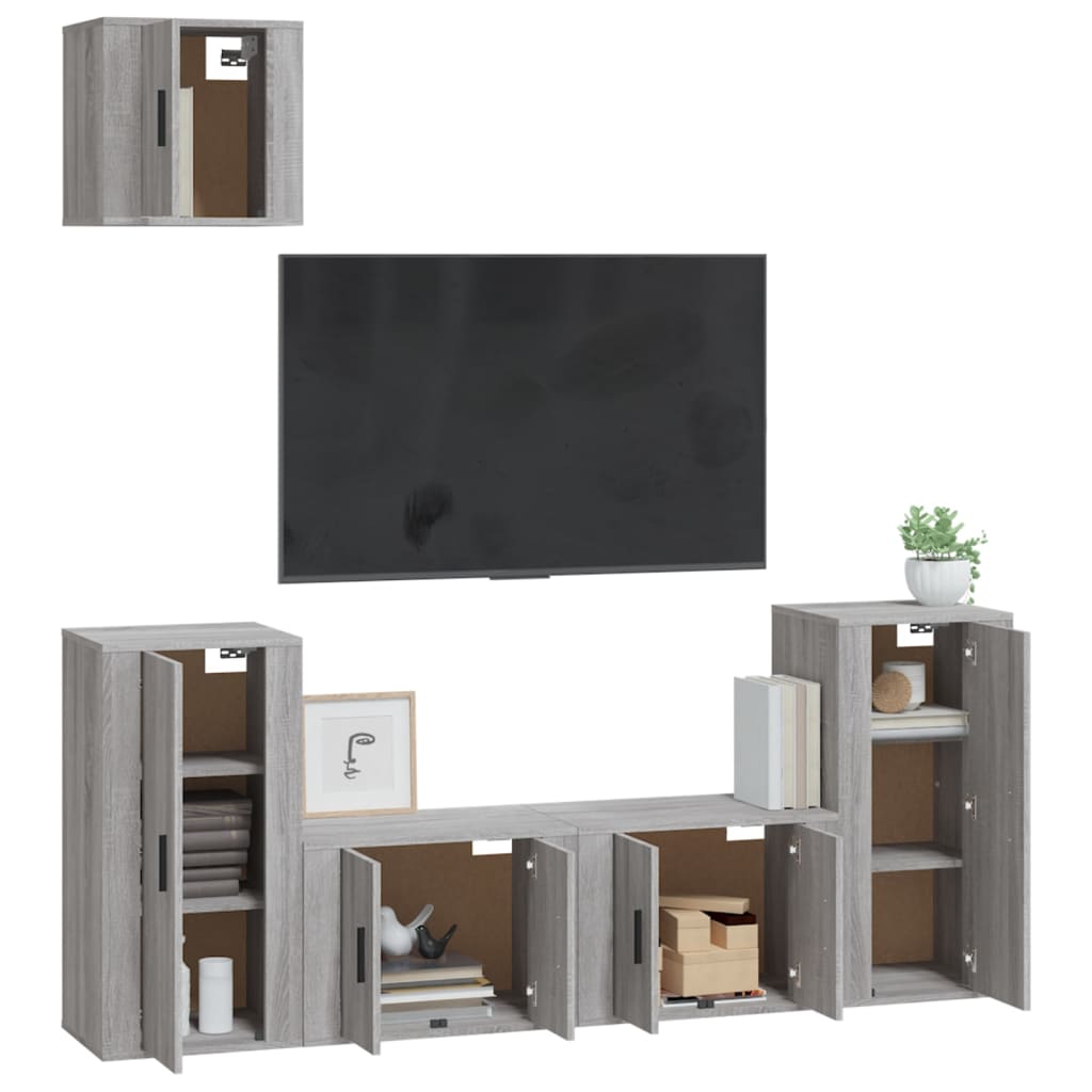 5-tlg. TV-Schrank-Set Grau Sonoma Holzwerkstoff