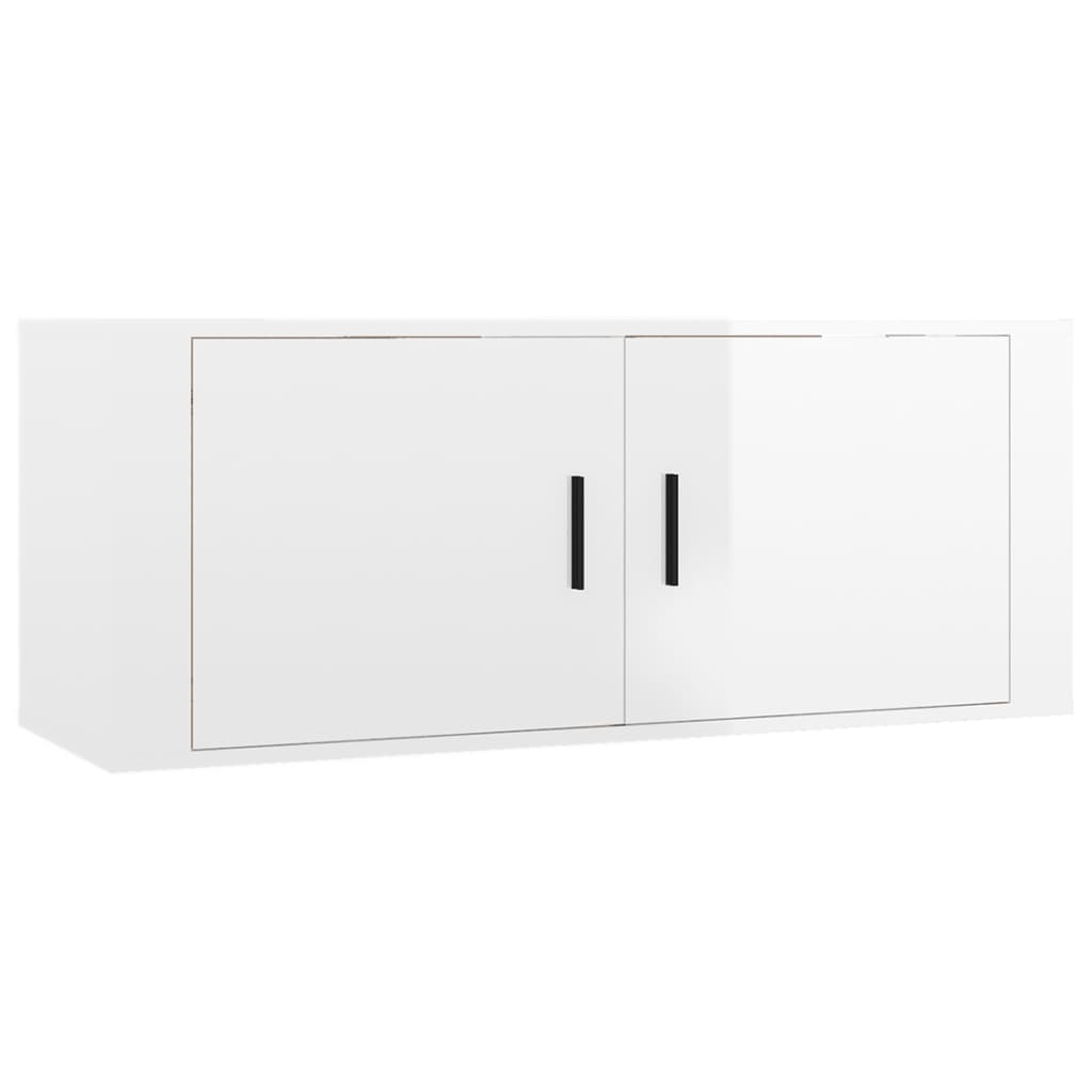 Ensemble de meubles TV 4 pièces, blanc brillant, matériau à base de bois