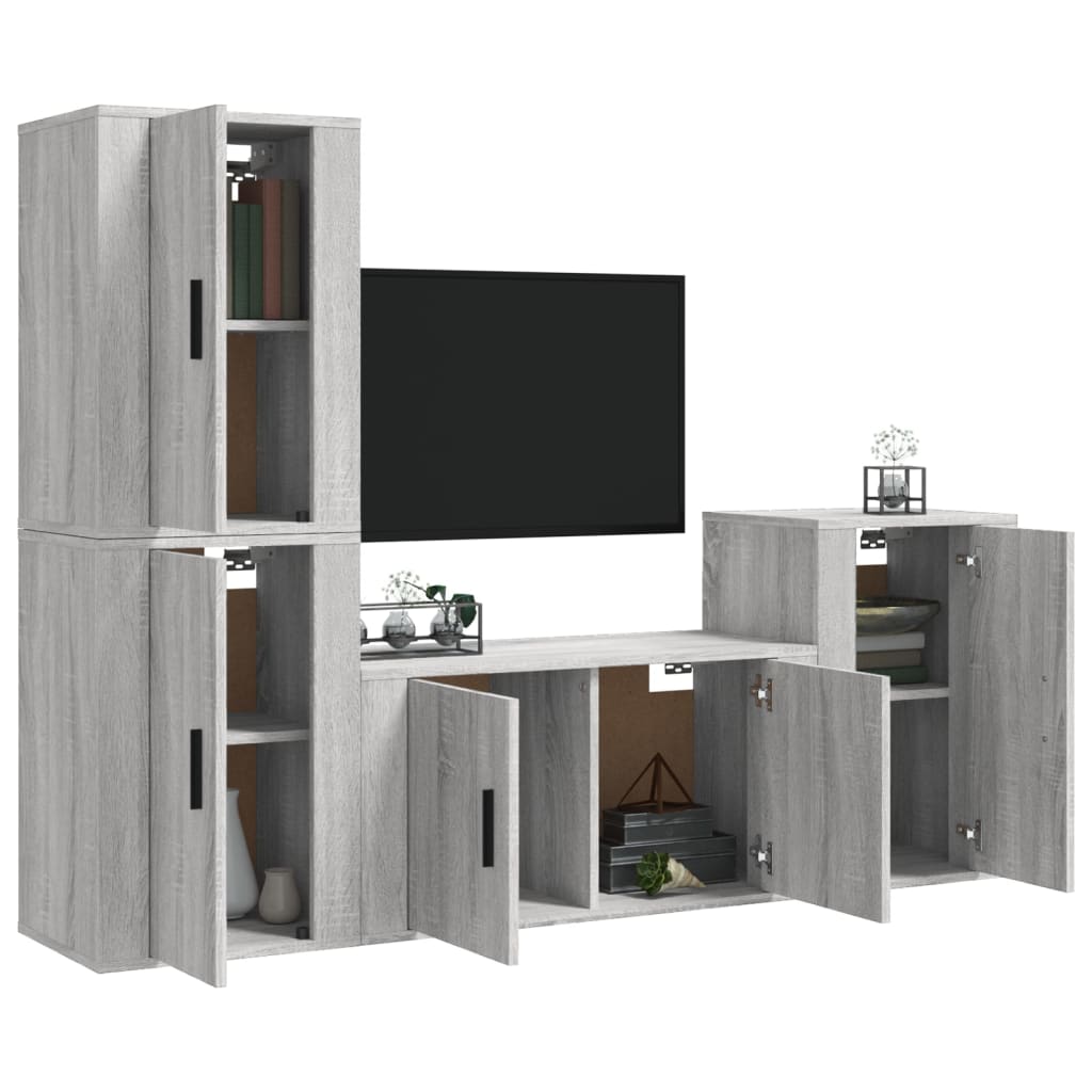 Ensemble de meubles TV 4 pièces, en bois de Sonoma gris