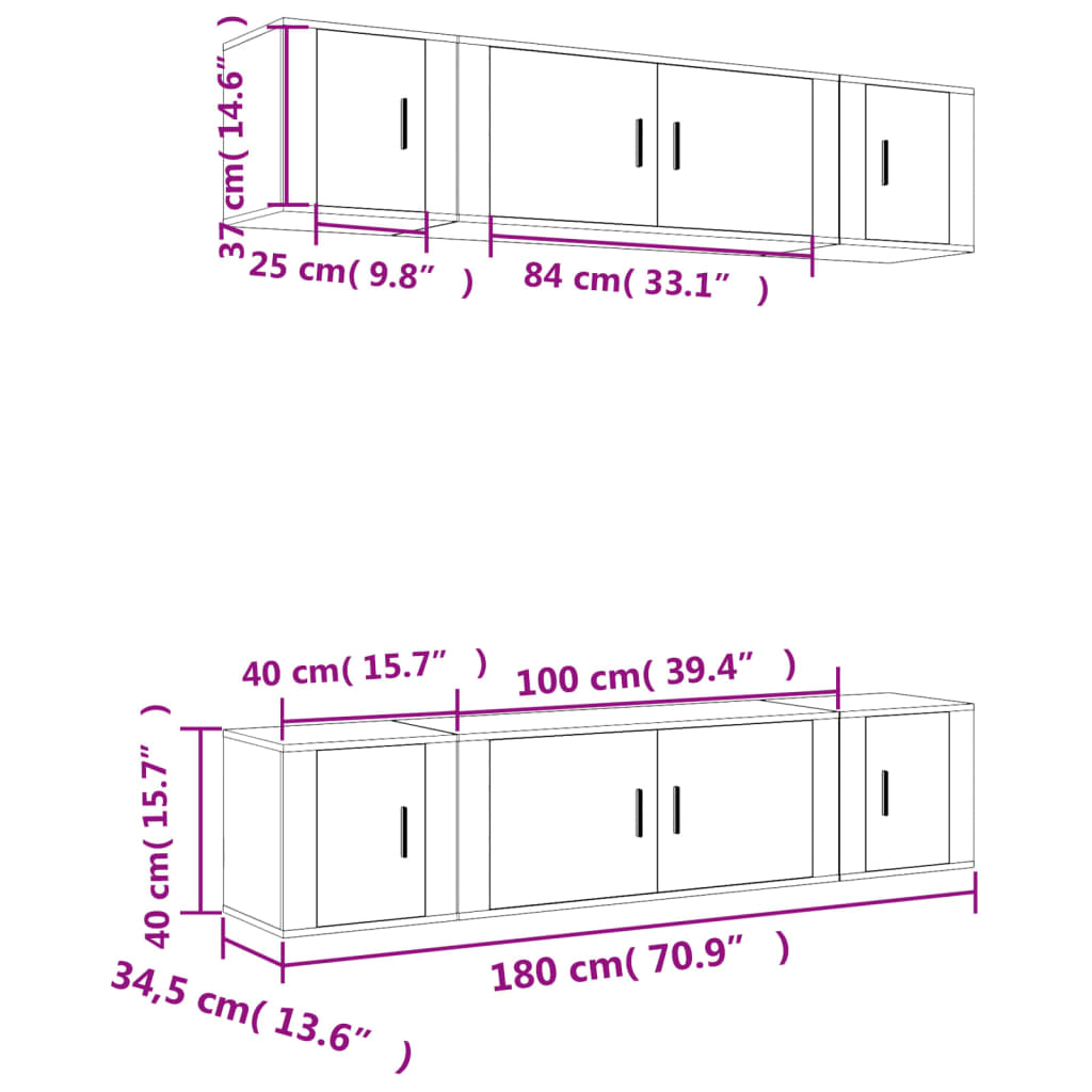 6-tlg. TV-Schrank-Set Sonoma-Eiche Holzwerkstoff