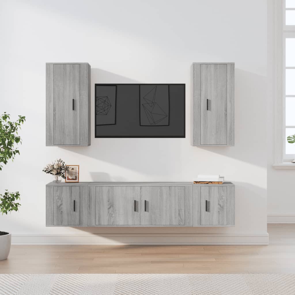 5-tlg. TV-Schrank-Set Grau Sonoma Holzwerkstoff