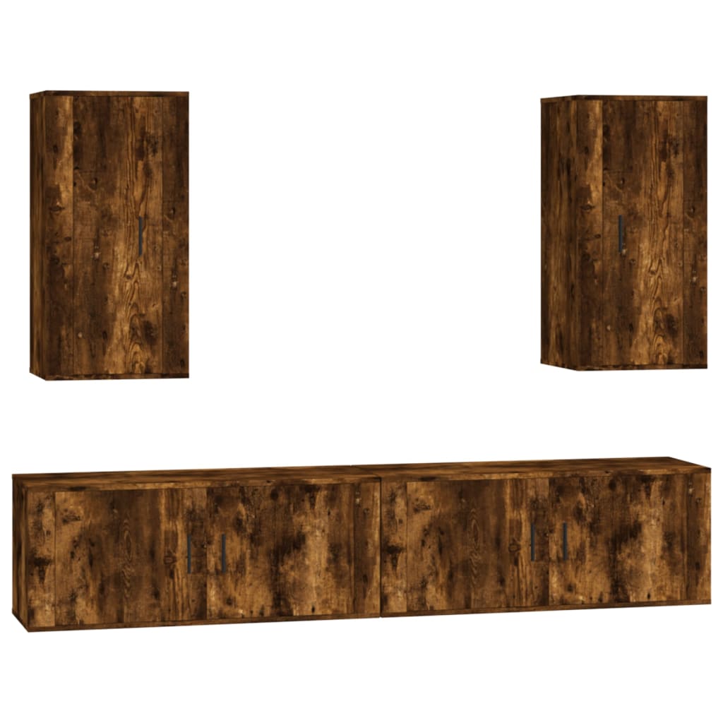 4-tlg. TV-Schrank-Set Räuchereiche Holzwerkstoff