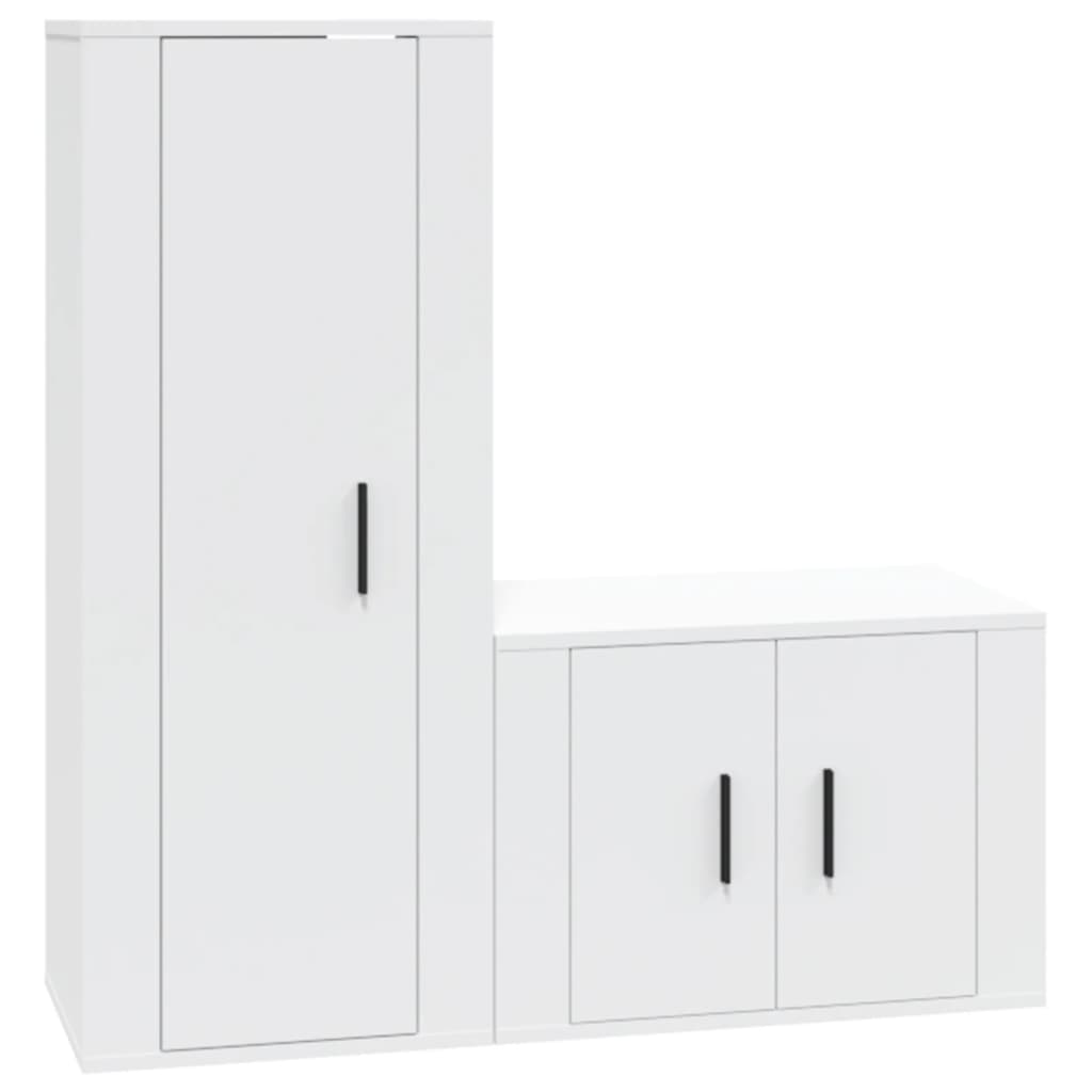 Ensemble de meubles TV 2 pièces en bois blanc