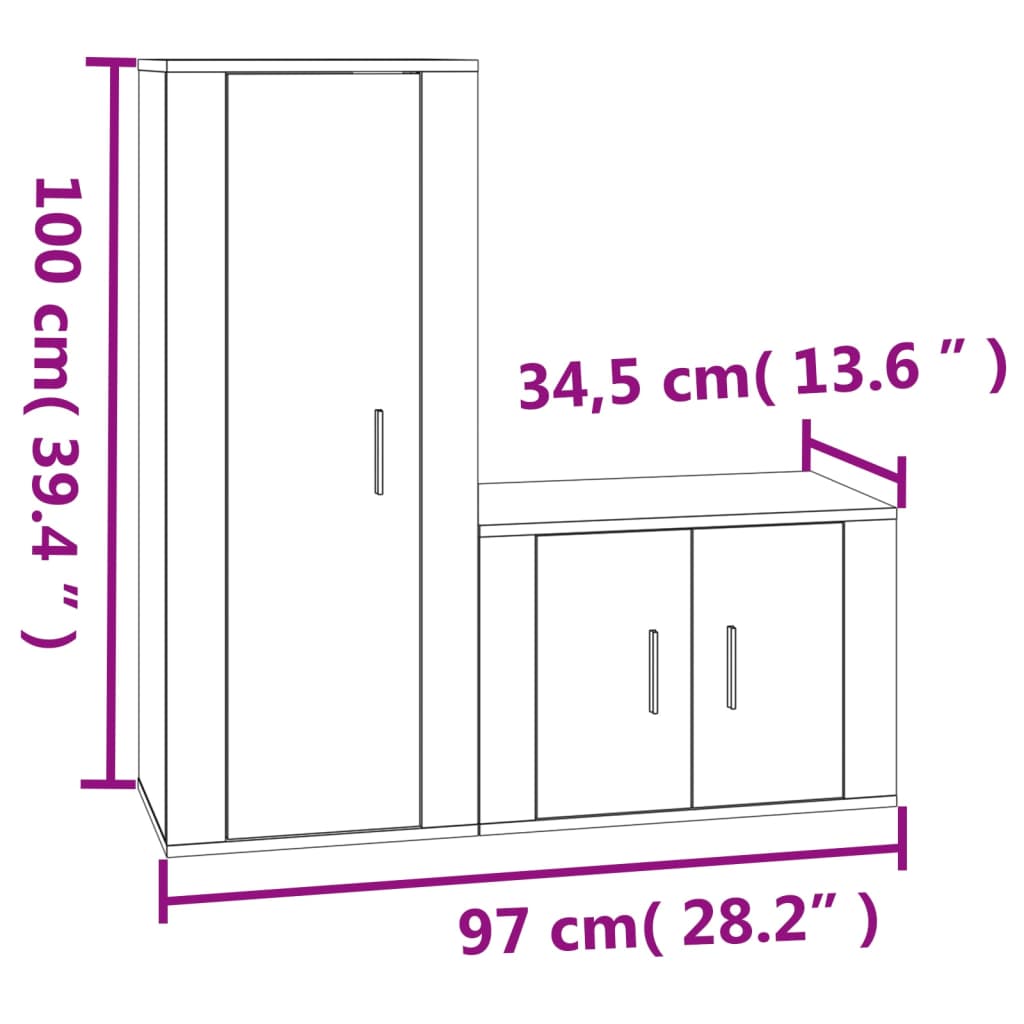 Ensemble de meubles TV 2 pièces en bois blanc