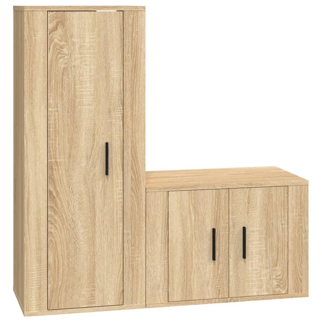 Ensemble de meubles TV 2 pièces en bois de chêne Sonoma