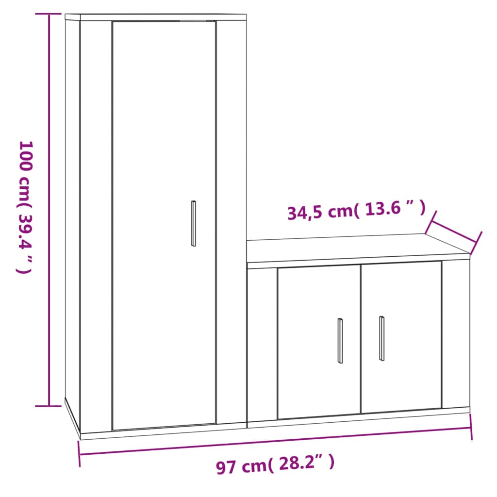 2-tlg. TV-Schrank-Set Betongrau Holzwerkstoff