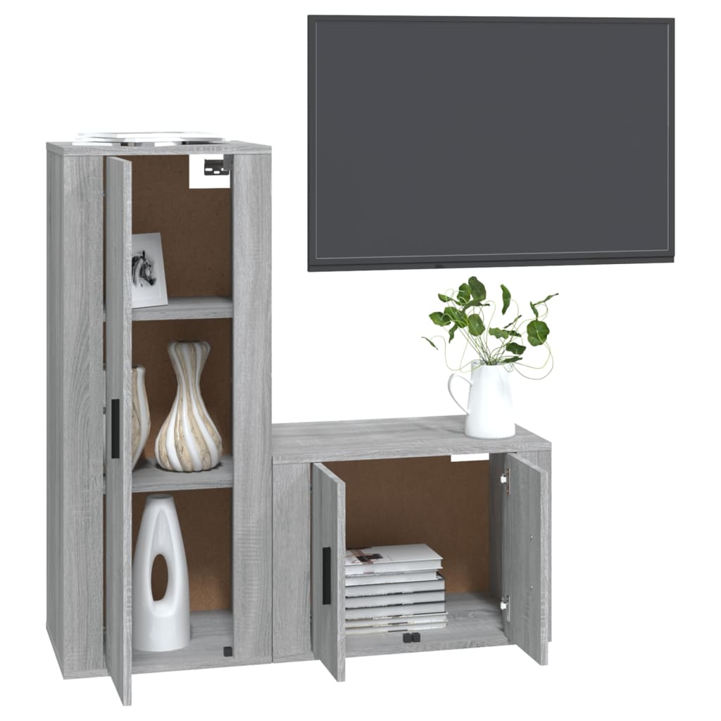 2-tlg. TV-Schrank-Set Grau Sonoma Holzwerkstoff