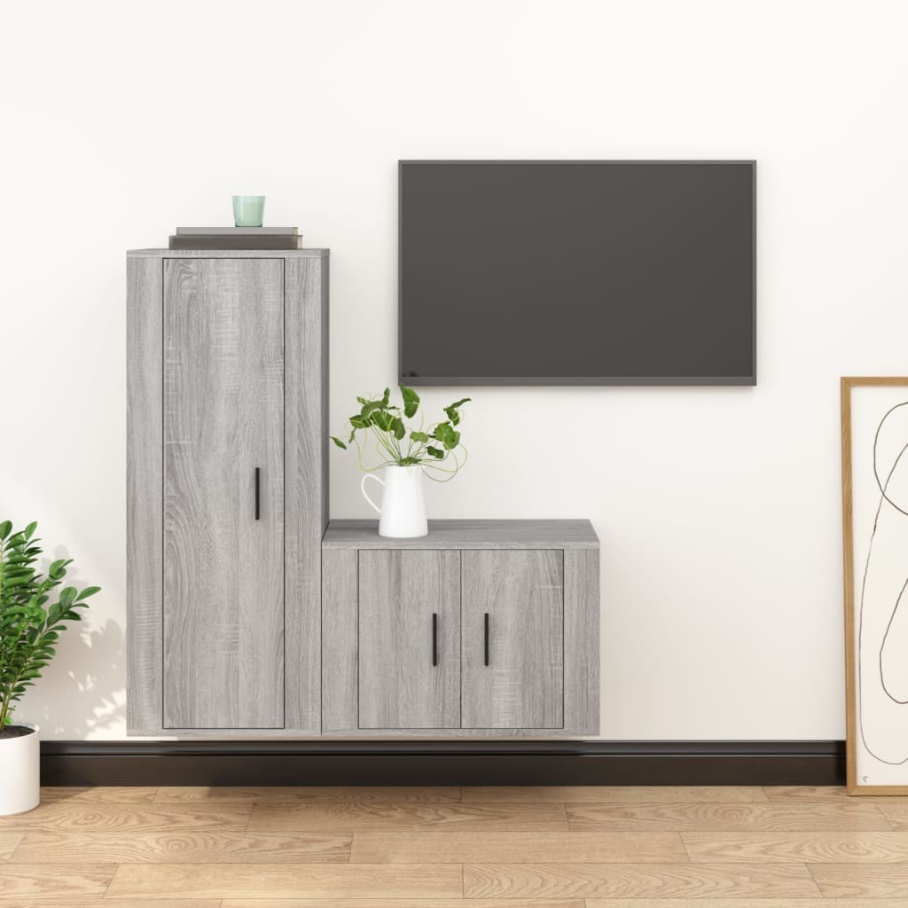 2-tlg. TV-Schrank-Set Grau Sonoma Holzwerkstoff
