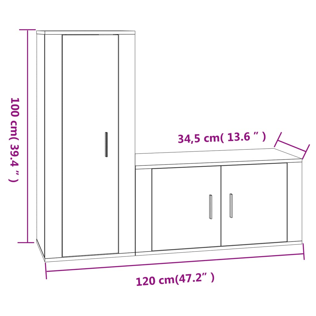 2-tlg. TV-Schrank-Set Grau Sonoma Holzwerkstoff