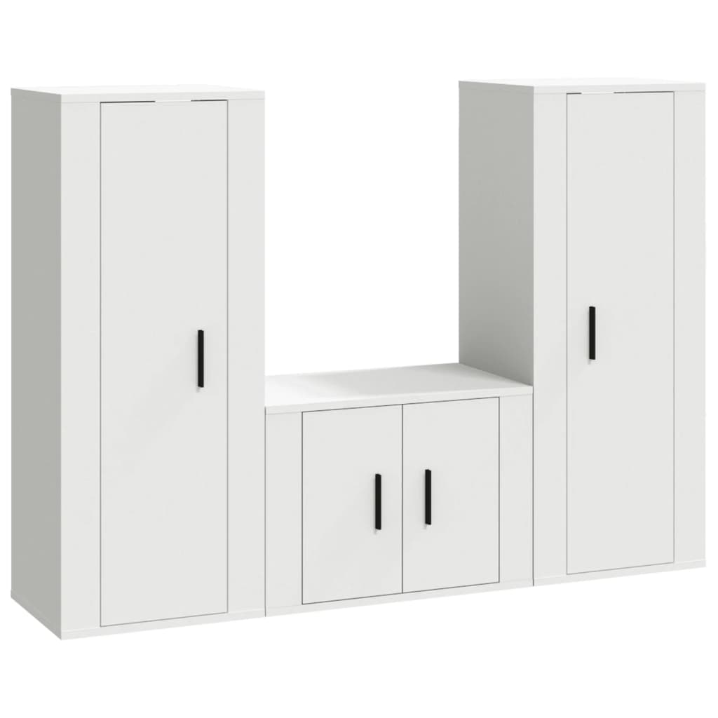 Ensemble de meubles TV 3 pièces en bois blanc