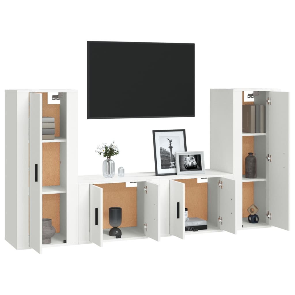 Ensemble de meubles TV 4 pièces en bois blanc