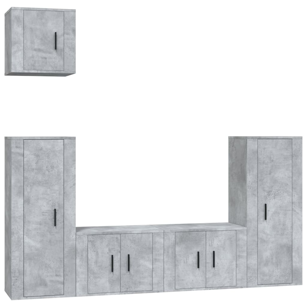 Ensemble de meubles TV 5 pièces en béton gris à base de bois