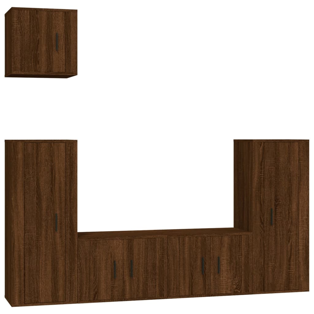 Ensemble de meubles TV 5 pièces en bois aspect chêne brun