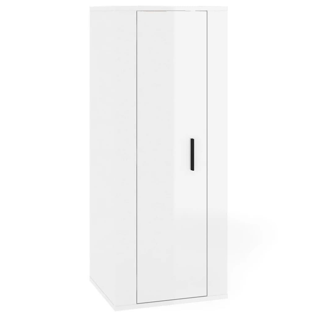 Ensemble de meubles TV 4 pièces, blanc brillant, matériau à base de bois