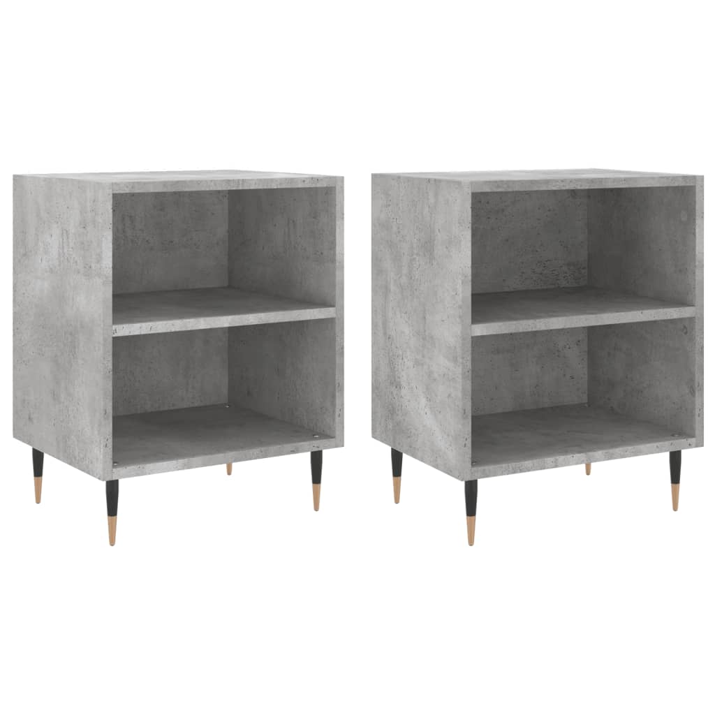 Bedside tables 2 pcs. Concrete grey 40x30x50 cm wood material