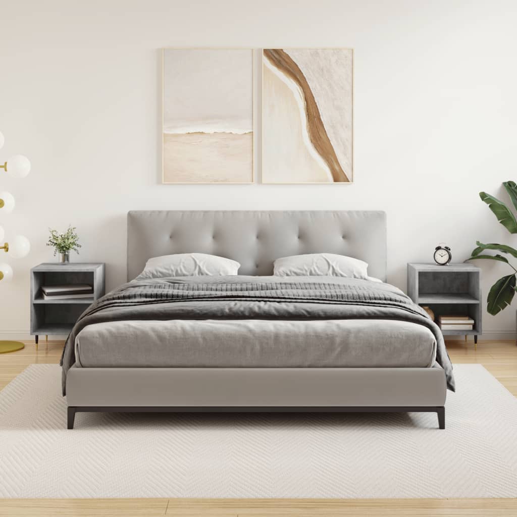 Bedside tables 2 pcs. Concrete grey 40x30x50 cm wood material